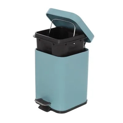 Pattumiera bagno 3lt in acciaio turchese pastello con secchio estraibile