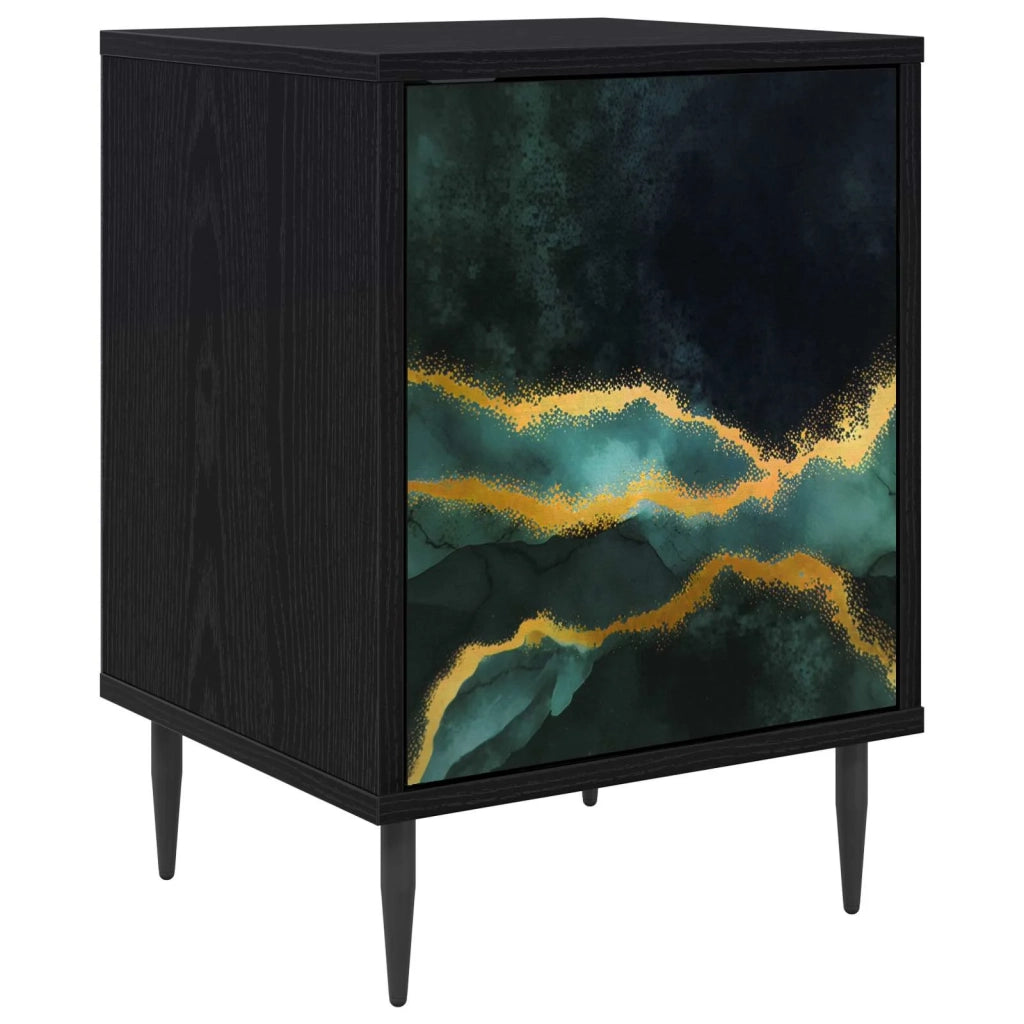 Armadio da Notte WIJHE Rovere Nero 36 x 33 x 51 cm 8007239