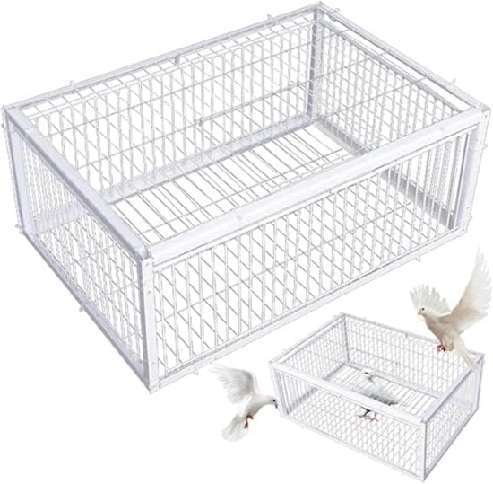 Gabbia per uccelli - 40 x 30 x 26 cm - Progetto resistentente alla rottura - Entrata unidirezionale - Argento