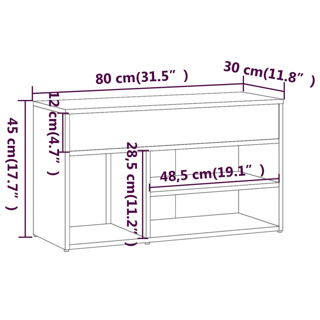Panca portascarpe/stivali cassettiera scaffale mobiletto portaoggetti per ingresso 80 x 30 x 45 cm legno ingegnerizzato marrone 02_0022921