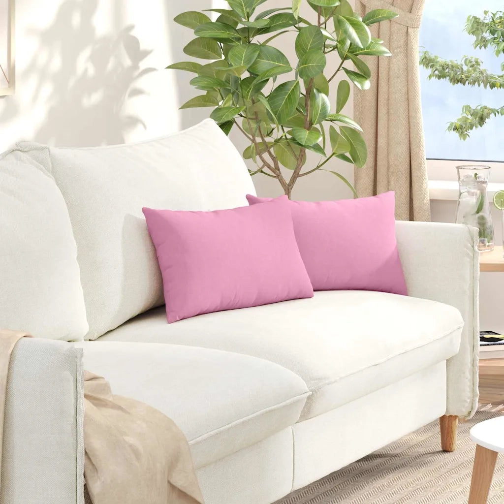 Cuscini da Divano 2 pz-Set di 2 Cuscini per Sofa Rosa 50 x 30 cm Tessuto