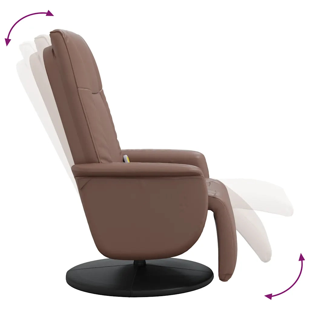 Divano Sedia-Poltrona Reclinabile Massaggio Poggiapiedi Marrone Similpelle 775604