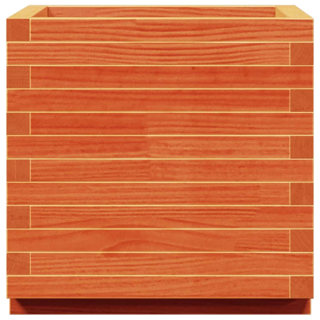 Fioriera rialzata per piante fiori patio giardino finitura a cera 50 x 50 x 49,5 cm legno di pino massiccio marrone 02_0038461