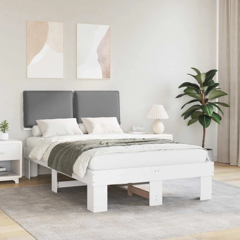 Letto con Testiera Rivestita Grigio chiaro 120 x 200 cm