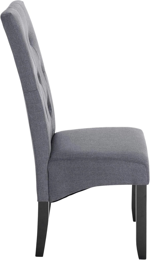 Sedie Sala da Pranzo per Cucina Ristorante Sedia Imbottita con Schienale senza Braccioli Tessuto di Lino Grigio Scuro BH106dgr-2