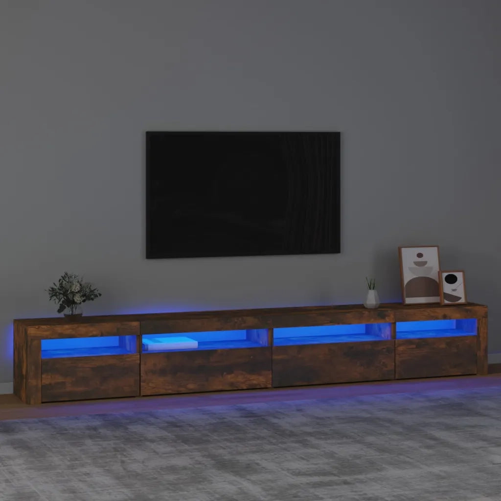 Mobile Porta TV con Luci LED-Mobile per TV-Credenza TV Rovere Fumo 270x35x40 cm