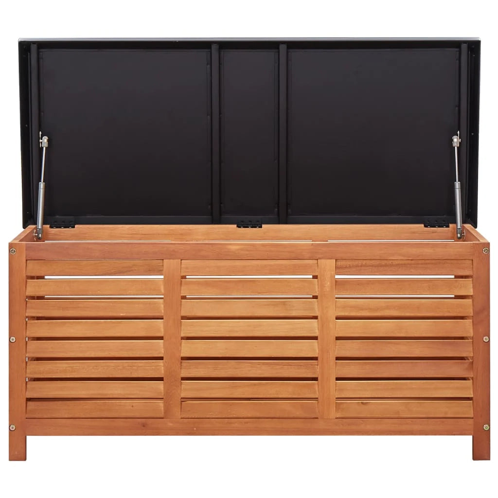 Baule portaoggetti da giardino 117 x 50 x 55 cm eucalipto massiccio marrone e nero 02_0013002