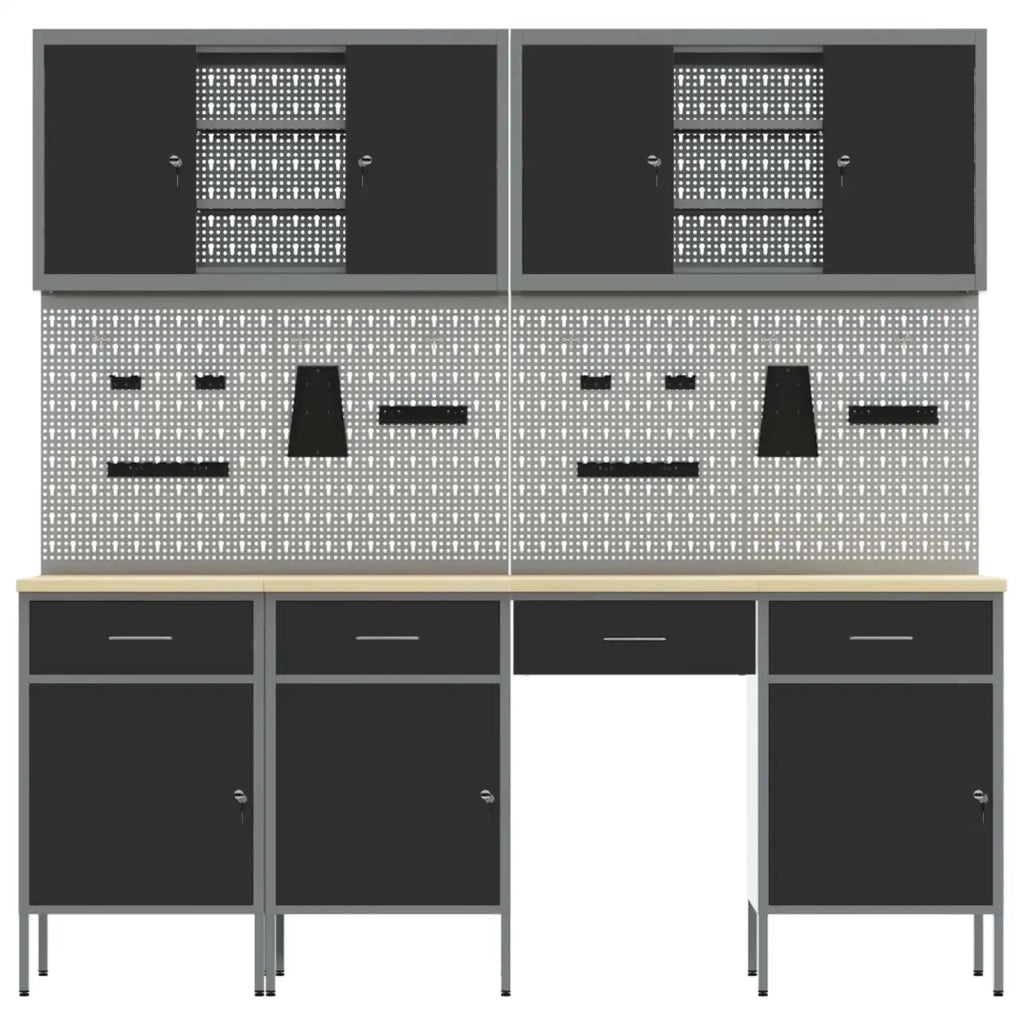 Mobile da lavoro 10 pcs Nero Legno ingegnerizzato e acciaio 3321472
