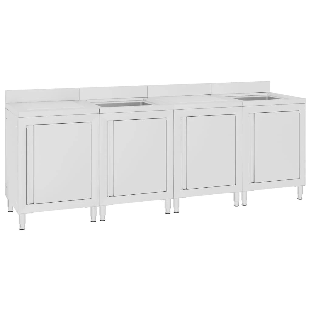 Lavello da cucina professionale 240 x 60 x 96 cm in acciaio inox 02_0000722