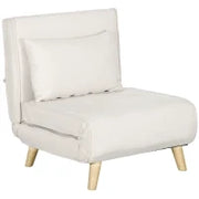Poltrona Letto 2 in 1 con Schienale Regolabile e Cuscino, in Tessuto Effetto Lino, 72x78x79cm