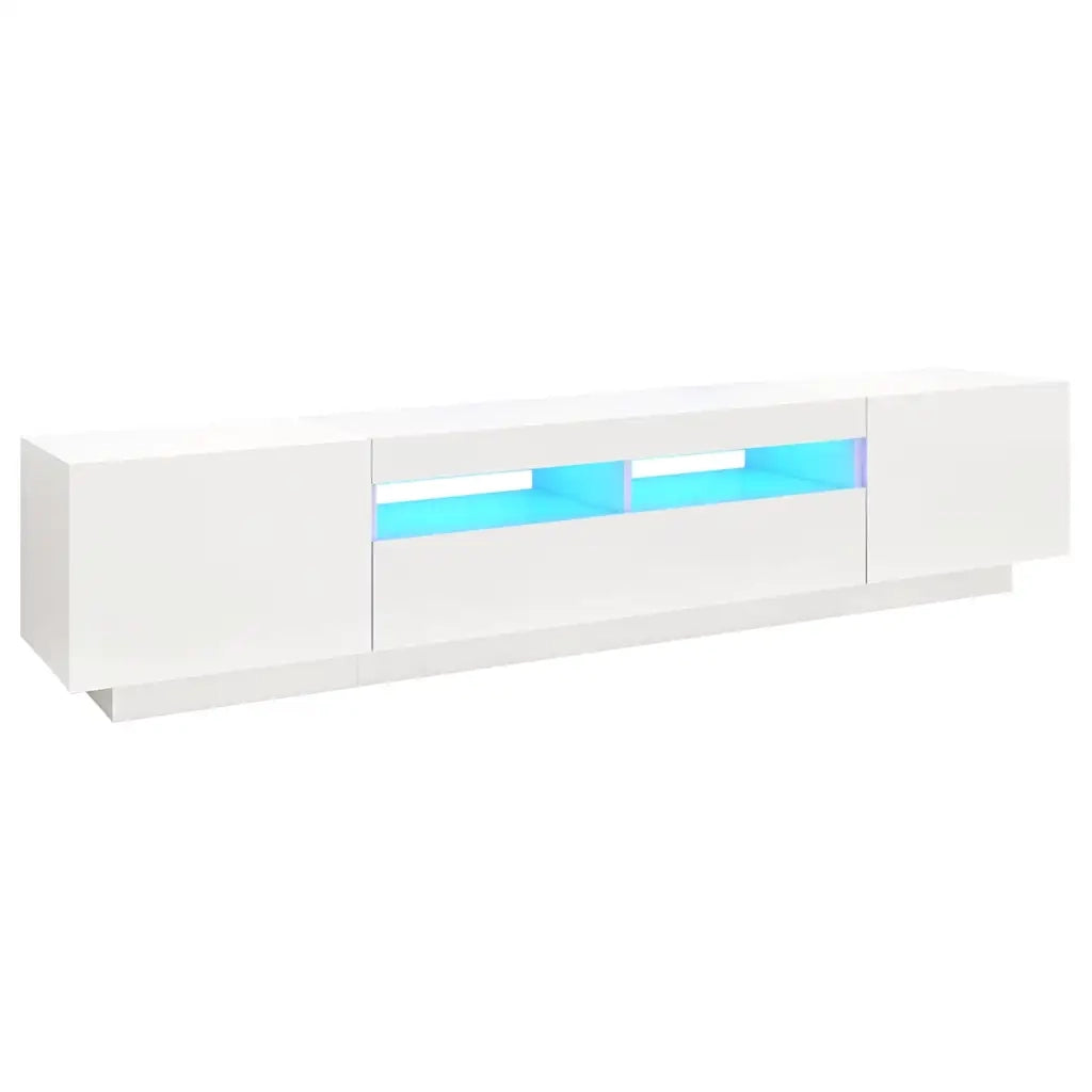 Mobile Porta TV con Luci LED-Credenza TV Bianco 200x35x40 cm
