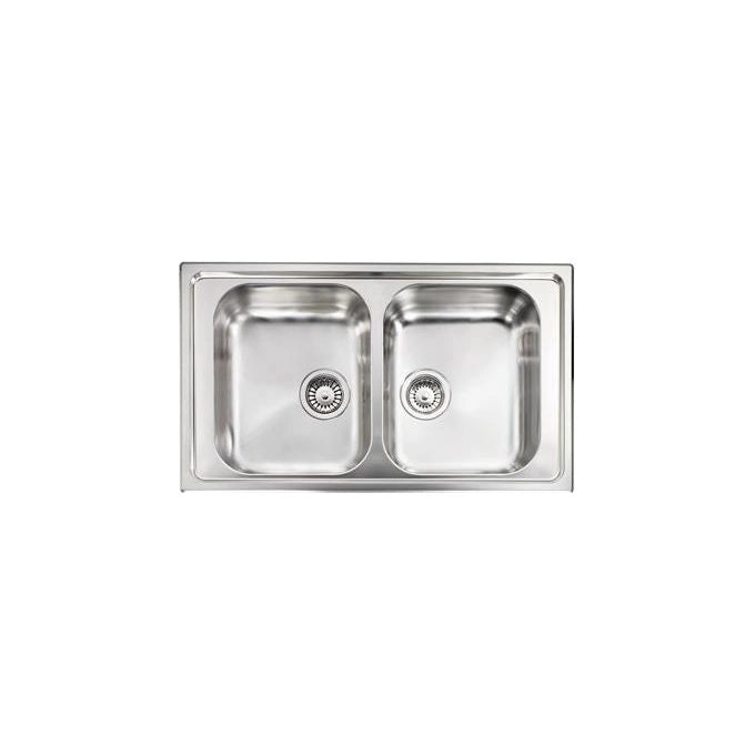 CM Cristal 86 x 50 2V Lavello montato su piano Rettangolare Acciaio inossidabile