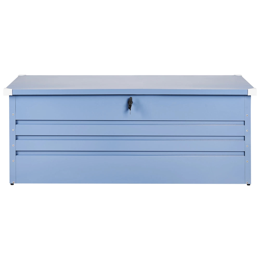 Cassapanca da esterno in acciaio zincato blu 165 x 70 cm giardino stile industriale