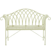 Panca da giardino per esterni Pistacchio in metallo verde chiaro 130 cm 2 posti con braccioli svasati in stile vintage