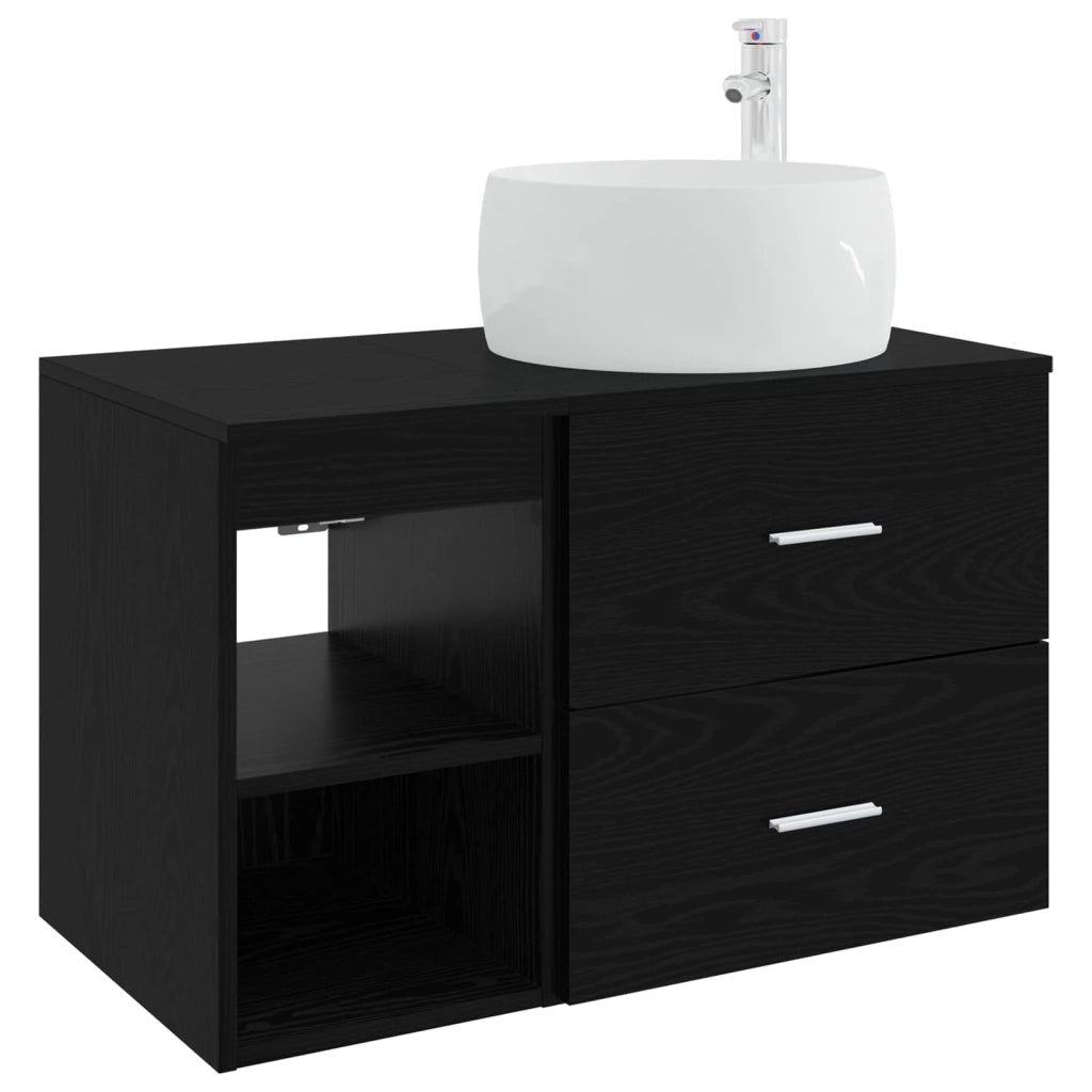 Set di mobili per il bagno 2 pz Rovere Nero 3403921