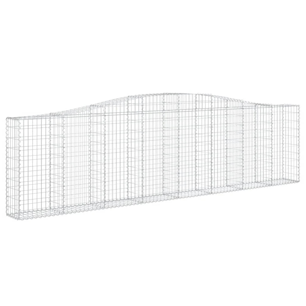 Cestini gabbioni recinzione a gabbia muro di contenimento ad arco 15 pezzi 400 x 30 x 100/120 cm ferro zincato argento 02_0040443