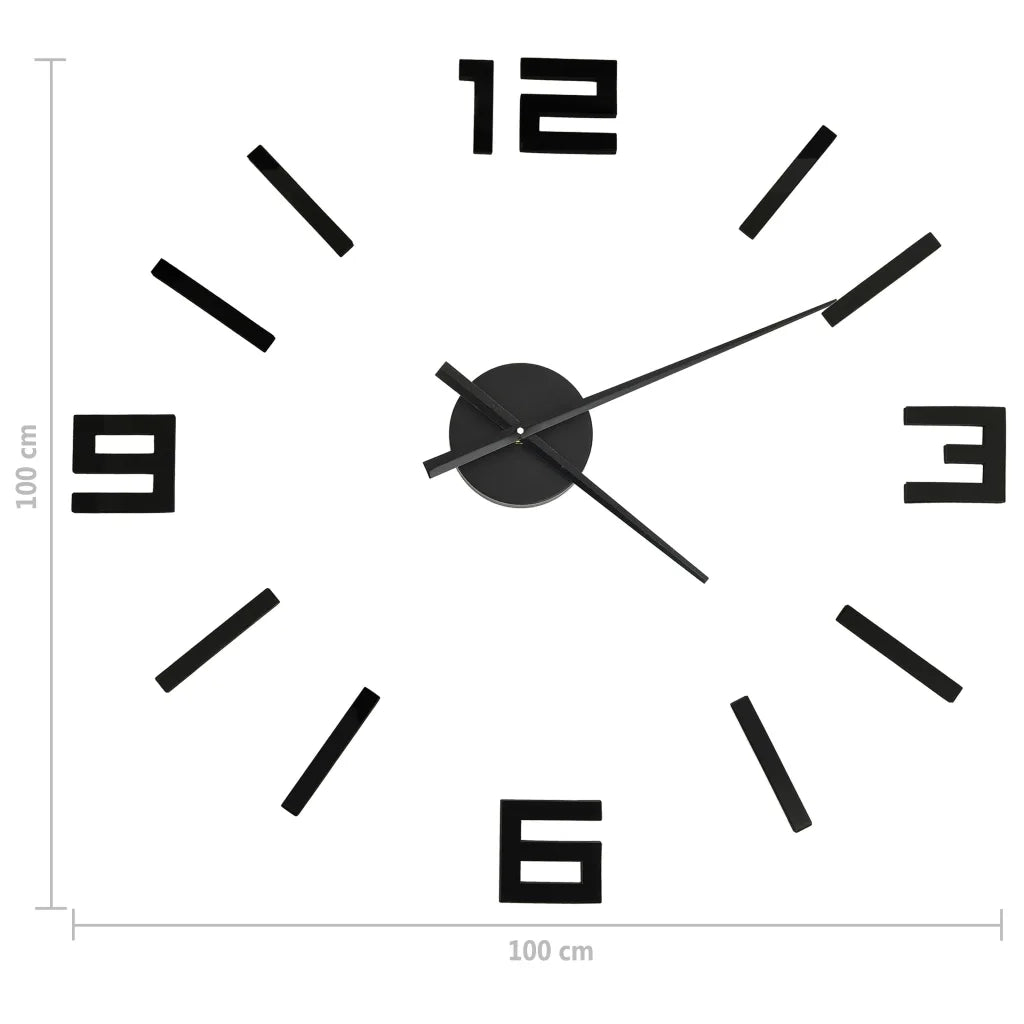 Orologio da Parete 3D Design Moderno Nero 100 cm XXL 325156