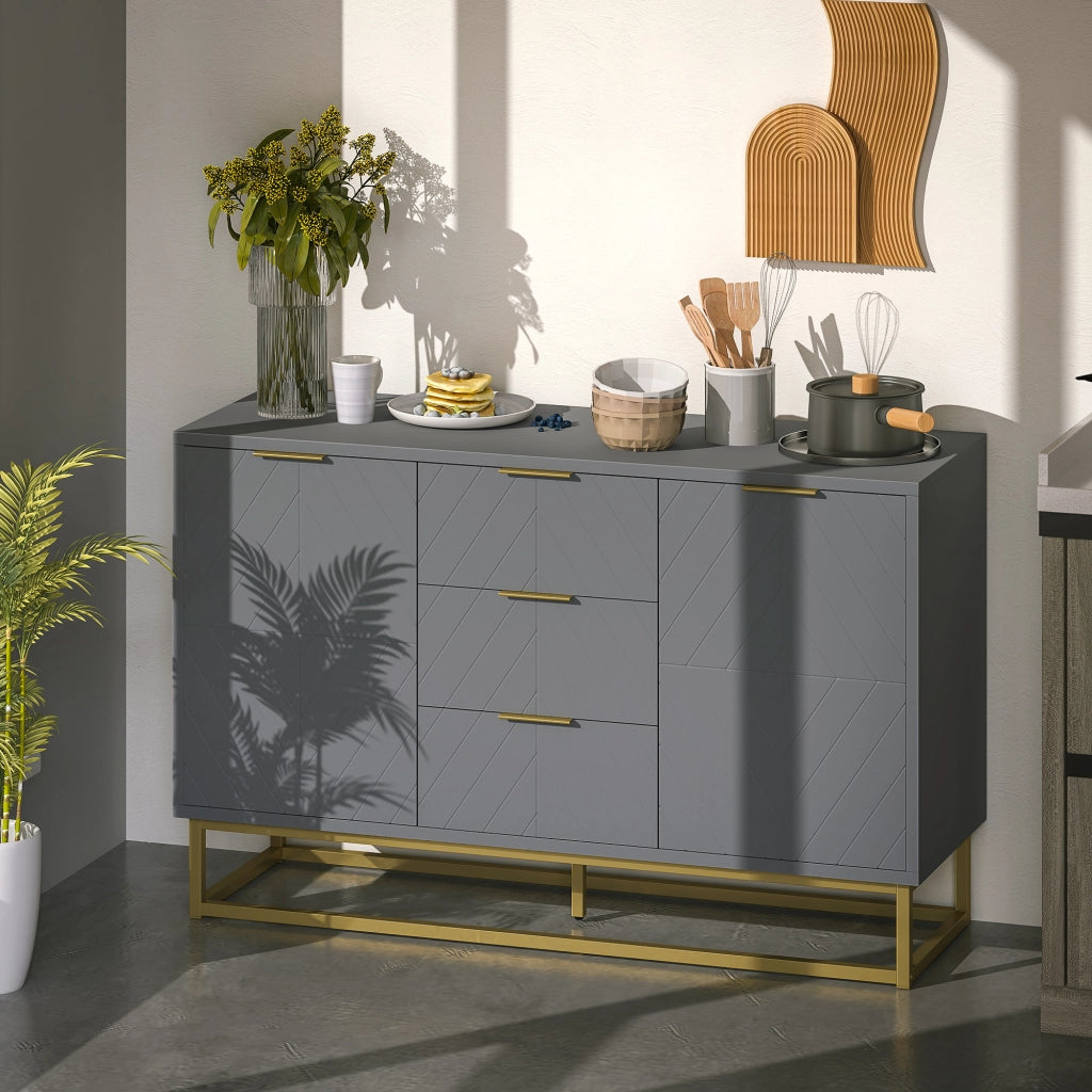 Mobile TV con 3 cassetti e 2 ante ¨C zephmum ¨C grigio 120x40x76 cm