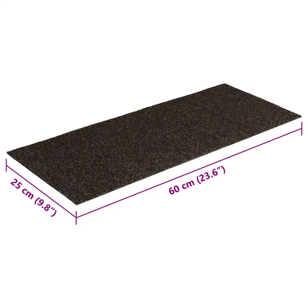 Tappetini per scale autoadesivi 15 pz 60x25 cm marrone scuro rettangolari 326919