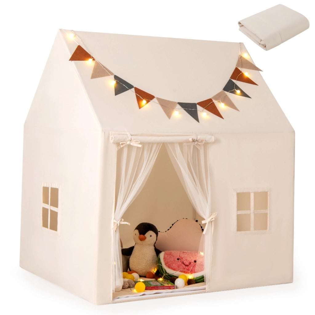 Tenda da gioco per bambini per bambini 3-14 anni, Tenda per bambini da interno ed esterno con materassino antiscivolo Beige