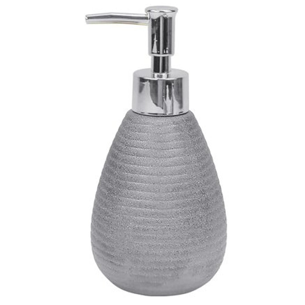 Trade Shop - Dispenser Per Sapone Liquido Accessori Argento Rigato Moderno Arredo Bagno 59938 -