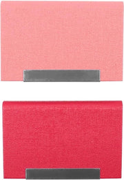 Portafoglio in pelle PU, design sottile con custodia ID e compartimento portafoglio (Rosso + Rosso scuro) - 2 pezzi - Per uso professionale