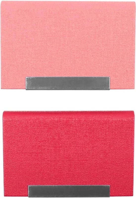 Portafoglio in pelle PU, design sottile con custodia ID e compartimento portafoglio (Rosso + Rosso scuro) - 2 pezzi - Per uso professionale