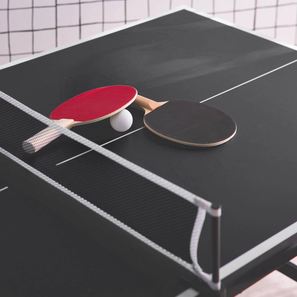 Mini tavolo da ping pong per interni pieghevole con 4 racchette e 6