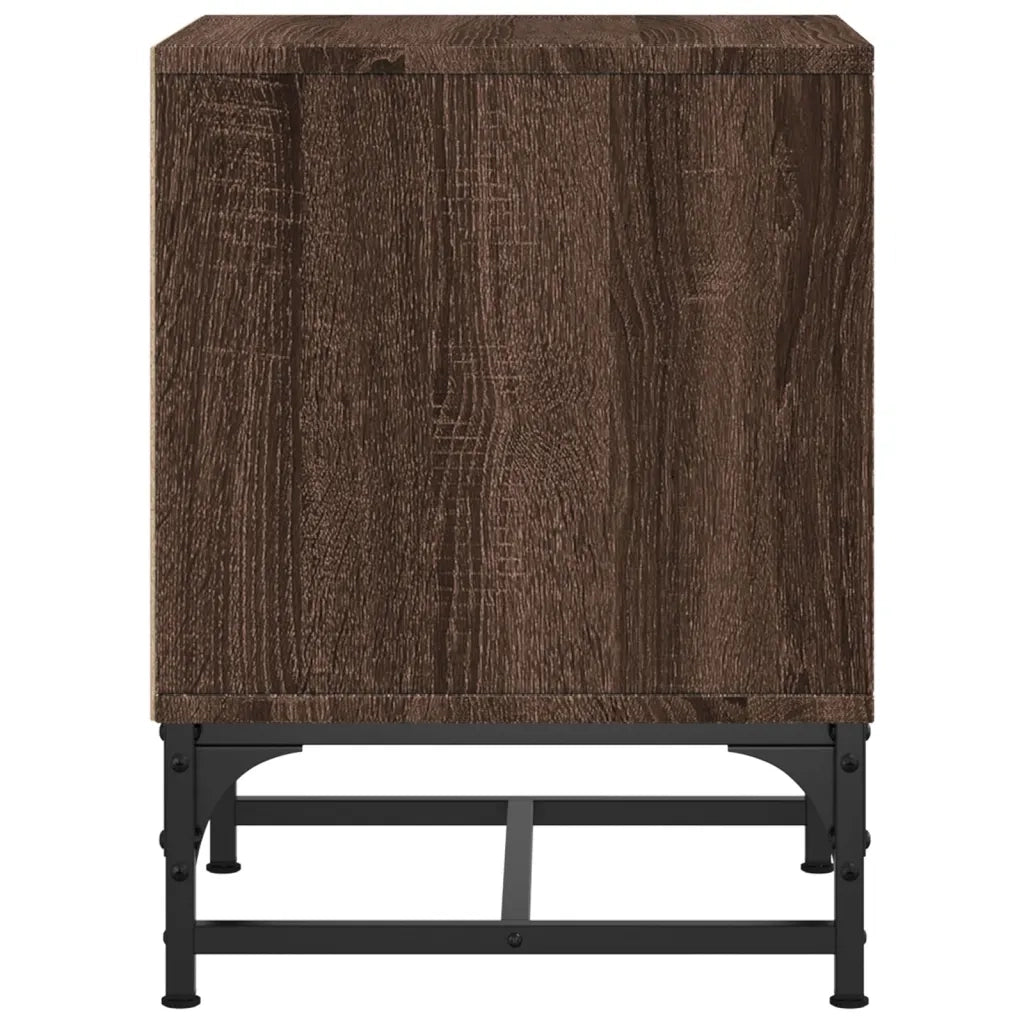 Set di 2 Comodini | Armadio da Notte | Mobiletto da notte con Ante in Vetro Rovere Marrone 35x37x50 cm