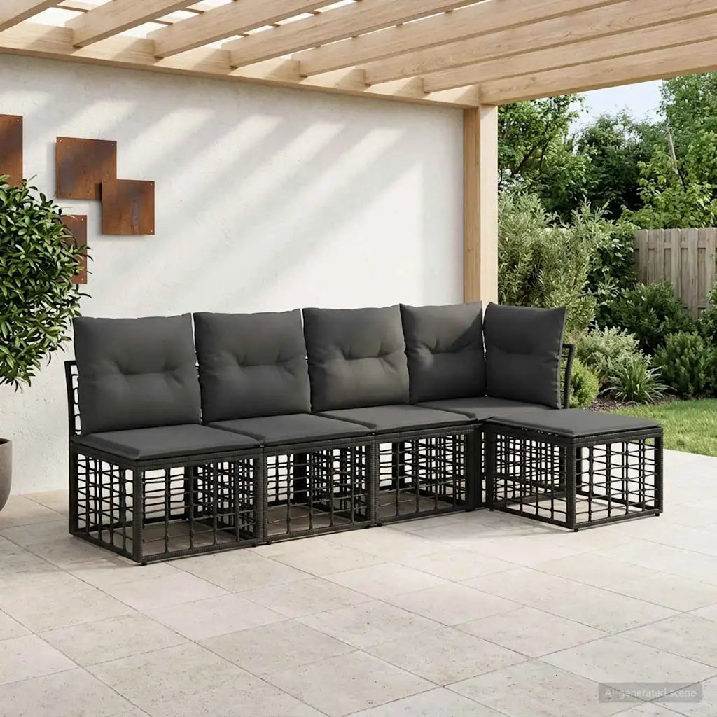Set di divani da esterno Nero Poliestere 3437451