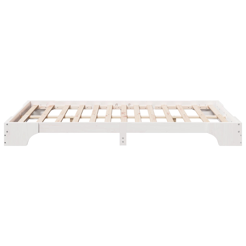 Struttura Letto Bianco Legno Massello 120 x 200 cm Rettangolare