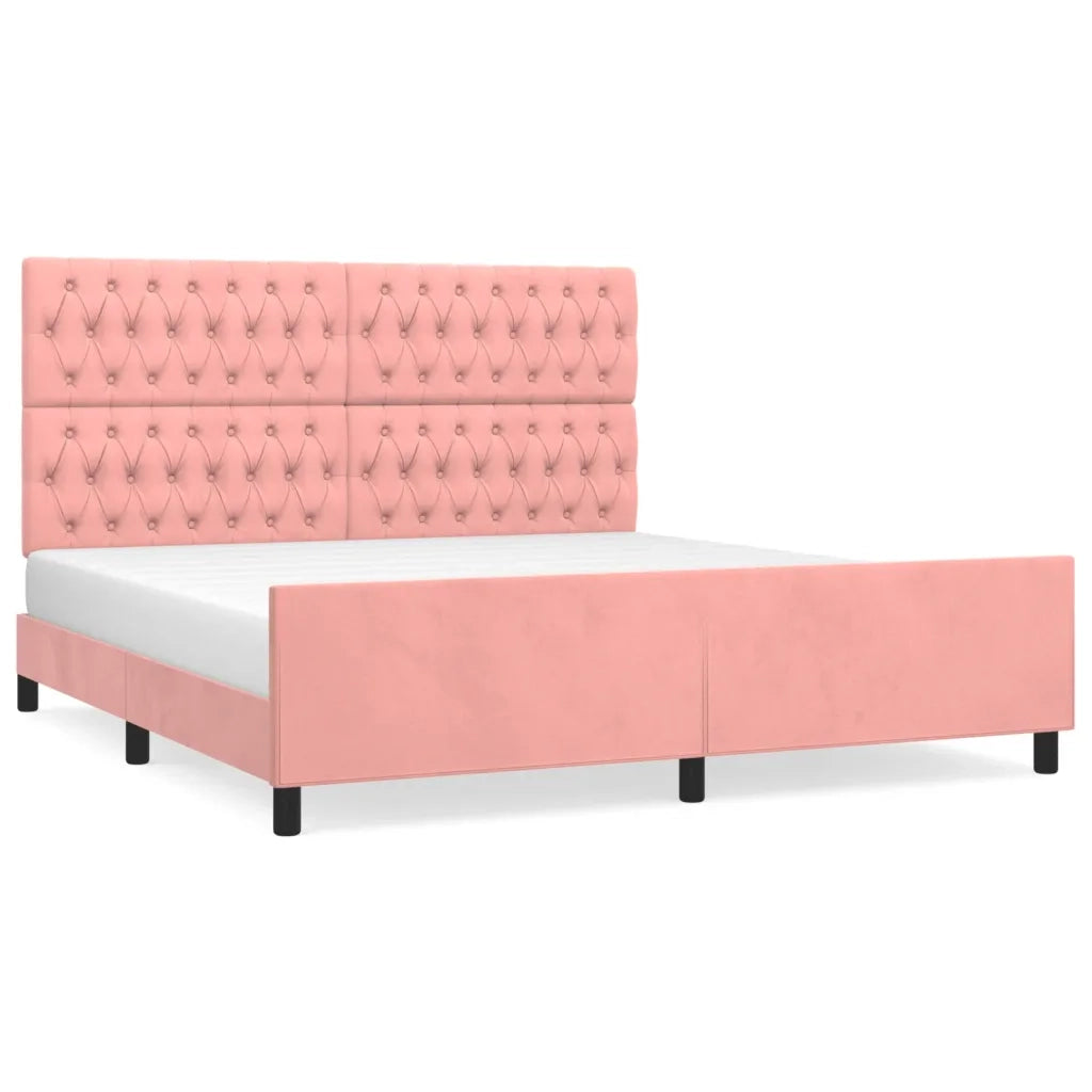 Giroletto con Testiera-Struttura Letto con testiera Rosa 180x200 cm in Velluto 971246