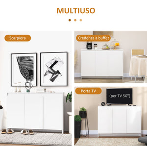 Credenza 12 Ripiani Interni 120x35x85 cm in Truciolato Bianco