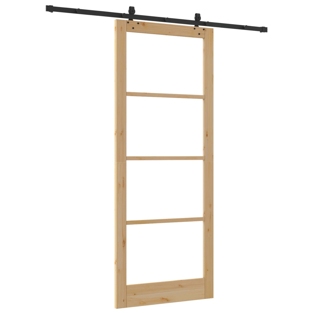 Porta Scorrevole  con Kit Hardware 93x232 cm Legno Massello Pino