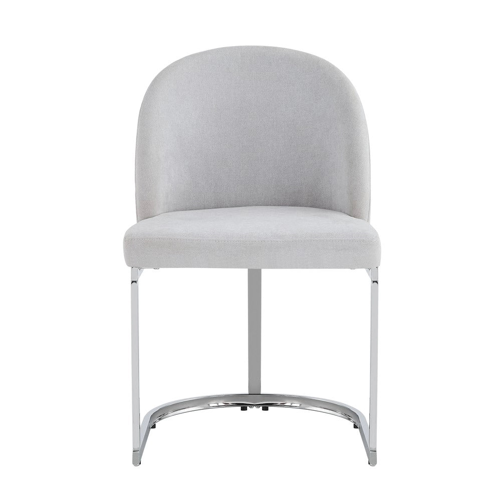 Set 2 sedie da pranzo ¨C Minimal ¨C grigio chiaro tessuto chenille gambe metallo argento stile moderno