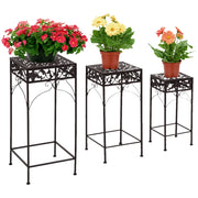 Set Piedistalli Porta Piante in Ferro ¨C zephmum ¨C 3 Pezzi Grigio Antracite 3 Dimensioni