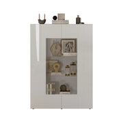 Vetrina SCENA – L121 x H166 x P42 cm – 2 porte – Bianco lucido lacato