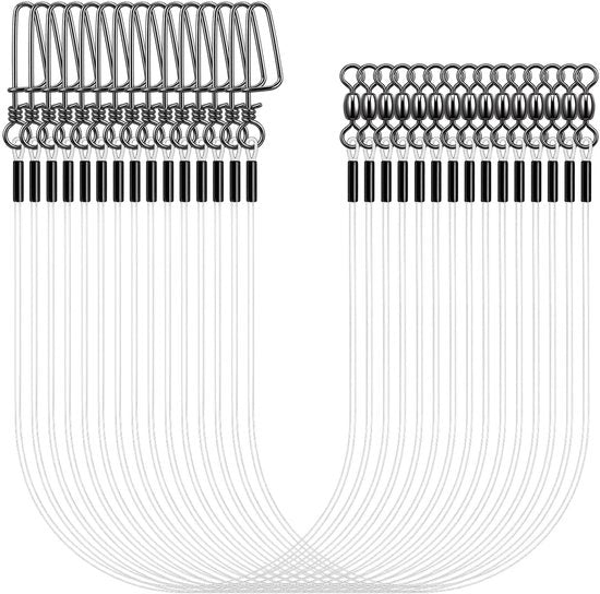 Leadi Fluorocarbon 15 pezzi - Linea per pesca al rooffish - Linea per pesca al carpione - Translucido - Resistente agli urti - Wartel e snap resistenti