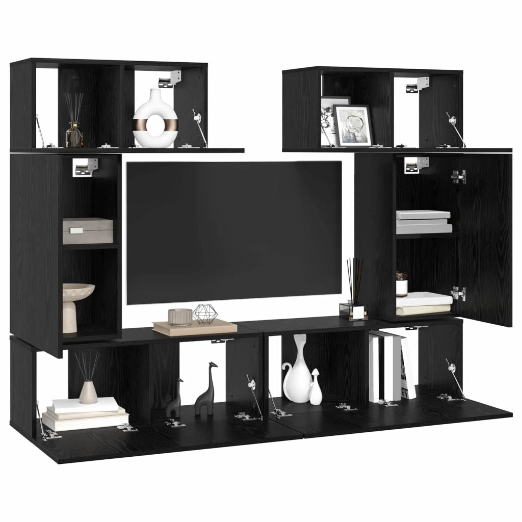 Set mobile TV 6 pcs Rovere Nero Legno multistrato 3393469