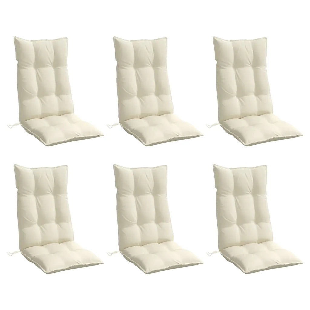 Cuscini per Sedia con Schienale Alto 6 pz Crema Tessuto Oxfordcod mxl 114671