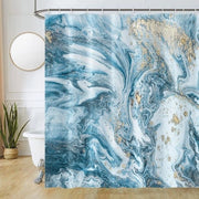 Douchegordijn Antischimmel in Marmo Blu e Oro - Impermeabile, Lavabile e 180 x 200 cm
