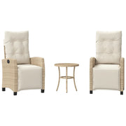 Set da Bistr¨° 3 pz | Set Salotto da Giardino con Cuscini Beige in Polyrattan