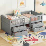 LETTO Semialto 90x200 cm Grigio con 4 Cassetti, Scala e Grembiule di Sicurezza