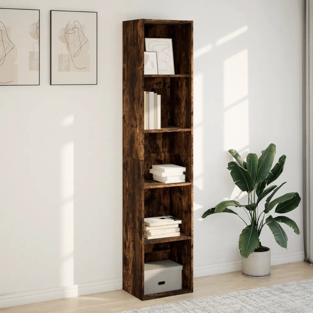 Libreria-Scaffale per Libri-Mobile di Stoccaggio Rovere Fumo 40x30x189 cm in Legno Multistrato