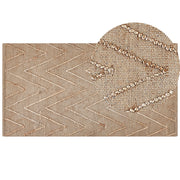 Tappeto in iuta beige con motivo a zigzag beige 80 x 150 cm fatto a mano soggiorno camera da letto stile boho
