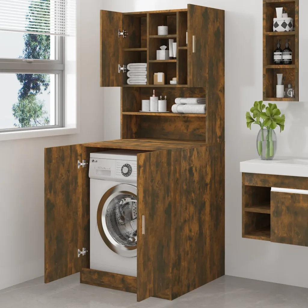 Mobile per Lavatrice Rovere Fumo in Legno Multistrato 3120182