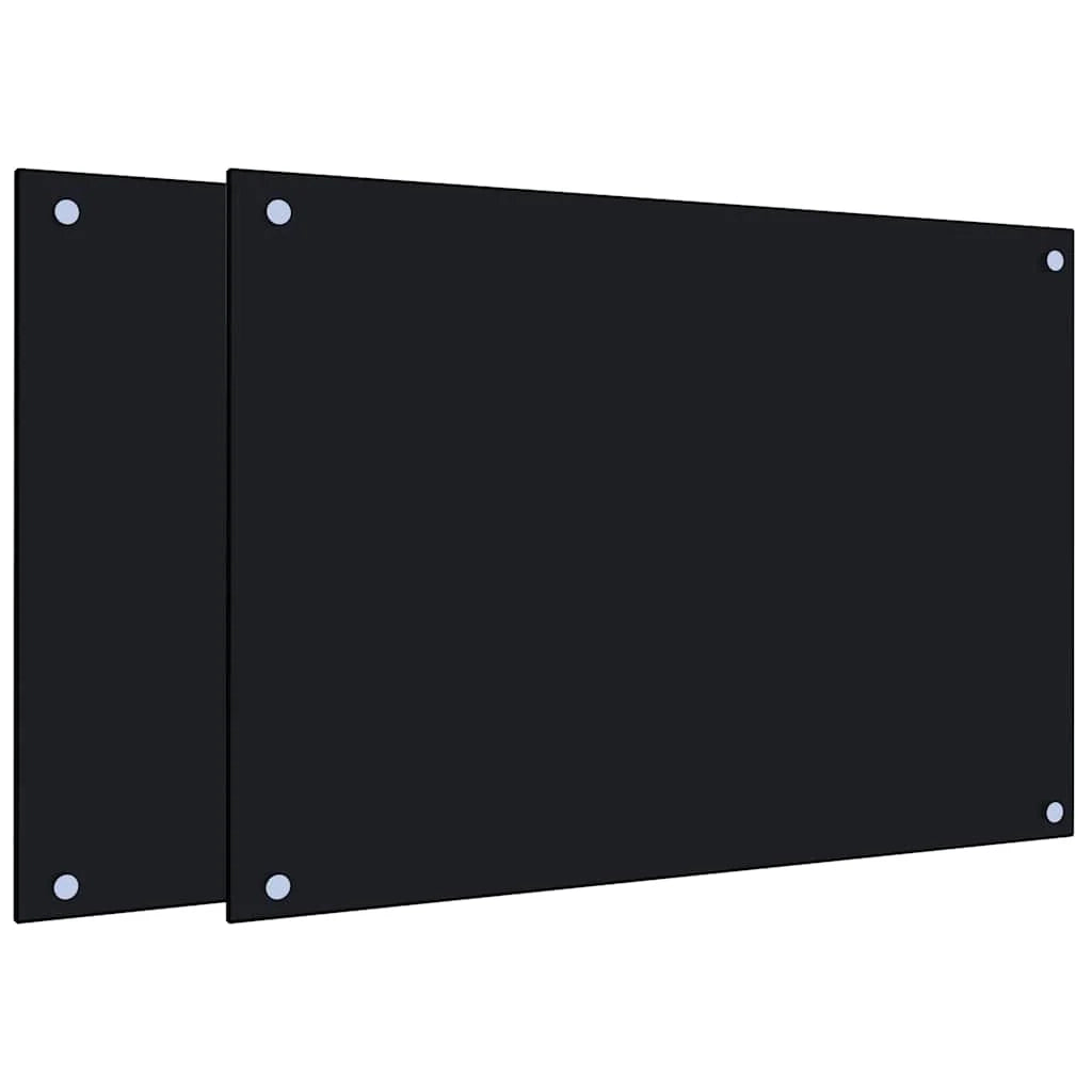 Set di 2 paraschizzi per cucina 70 x 50 cm in vetro temperato nero 02_0055739