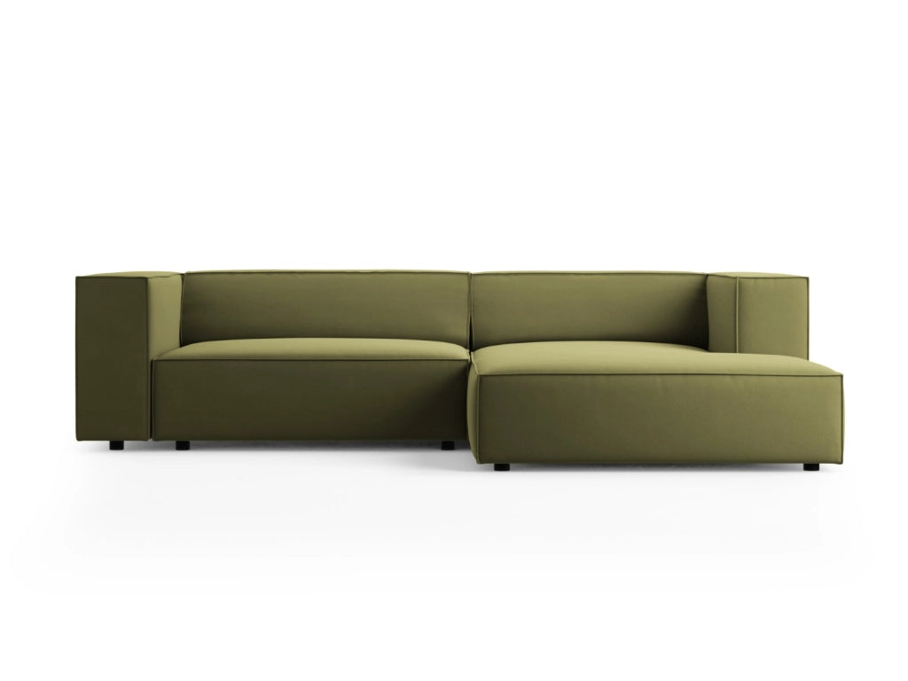 Cosmopolitan Design - Divano angolare destro "Arendal" 3 posti in velluto verde chiaro 