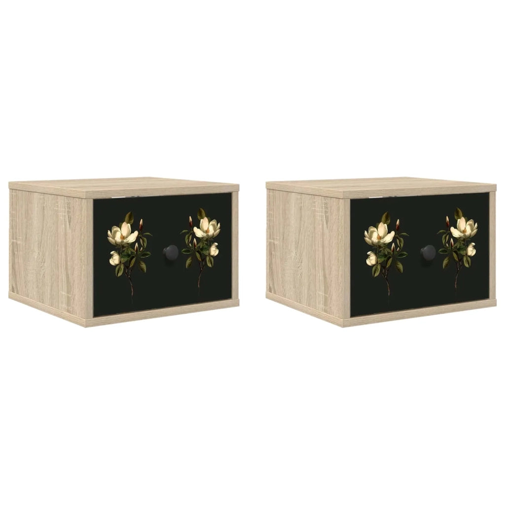 Mobiletto da comodino a parete BREMEN 2 pz Rovere Sonoma 8007502