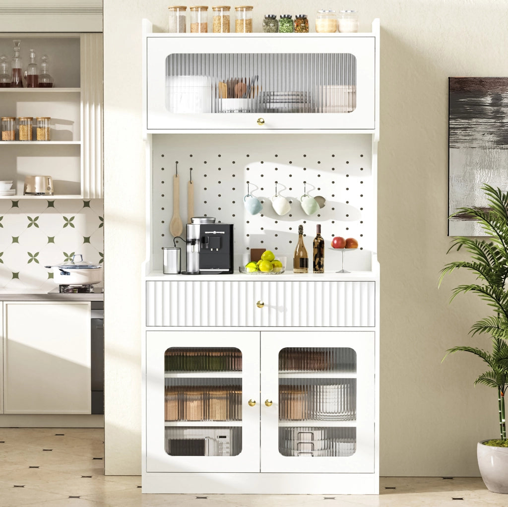 Credenza alta 80x40x180 cm bianca in MDF, ripiani regolabili